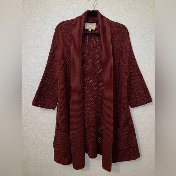 Lucky Brand Cardigan Burgundy 3/4 Sleeve size Large - Picture 4 of 7